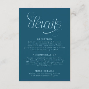 Elegant Wedding Details Teal Enclosure Card
