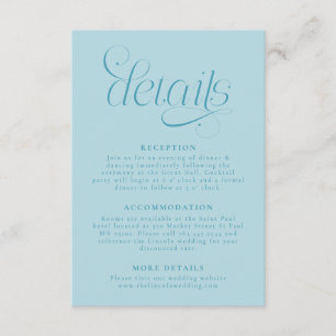Elegant Wedding Details Turquoise Enclosure Card