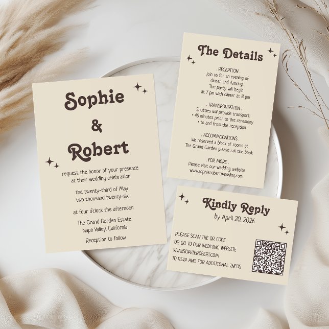 Elegant Wedding Details with Retro Typography Enclosure Card (Creator Uploaded)