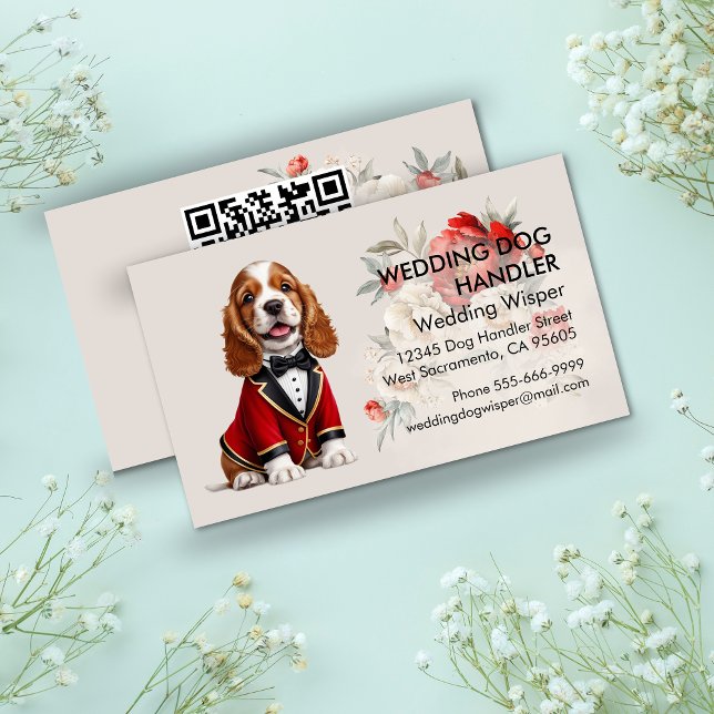 Elegant Wedding Dog Handler With QR code Business Card (Elegant Wedding Dog Handler With QR code Business Card)