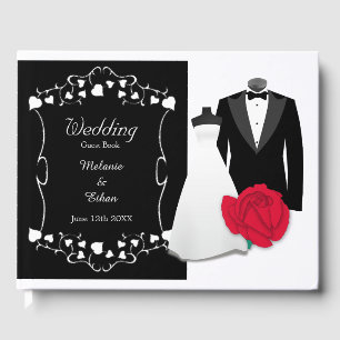 Elegant Wedding Dress and Tuxedo Wedding Guest Book