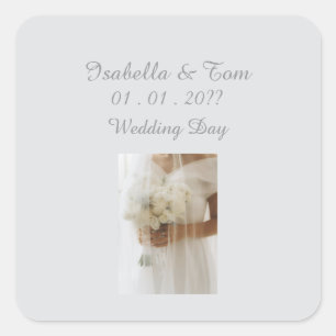 Elegant Wedding Dress and Veil  Stationery Square Sticker