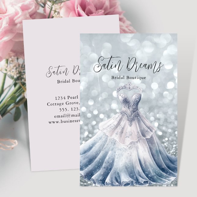 Elegant Wedding Dress Bridal Boutique Shop Business Card (Creator Uploaded)