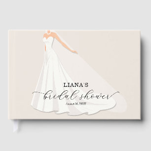 Elegant Wedding Dress Bridal Shower Guest Book