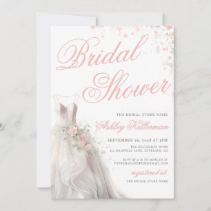 Elegant Wedding Dress Bridal Shower Invitation