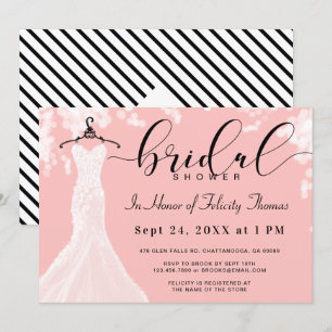 Elegant Wedding Dress Bridal Shower Invitation