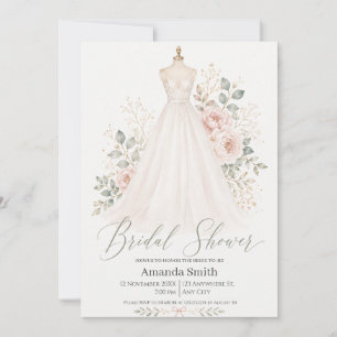 Elegant Wedding Dress Bridal shower Invitation