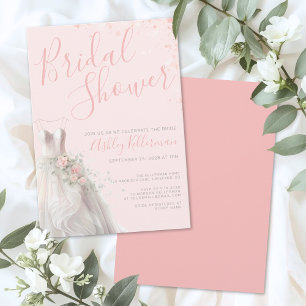 Elegant Wedding Dress Bridal Shower Invitation