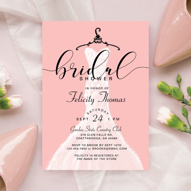 Elegant Wedding Dress Bridal Shower Invitation (Creator Uploaded)