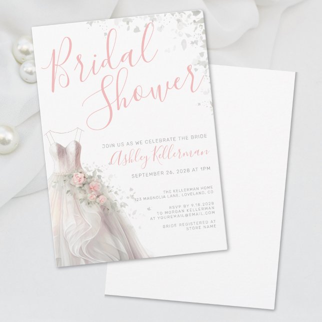 Elegant Wedding Dress Bridal Shower Invitation (Elegant Wedding Dress Bridal Shower Invitation)