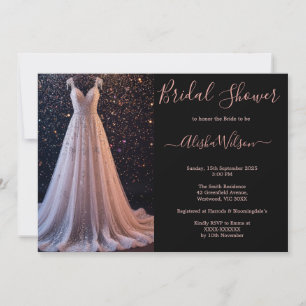 Elegant Wedding Dress Bridal Shower Invitation