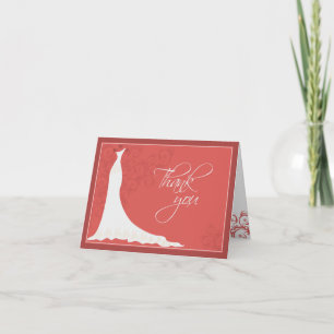 Elegant wedding dress bridal shower thank you card