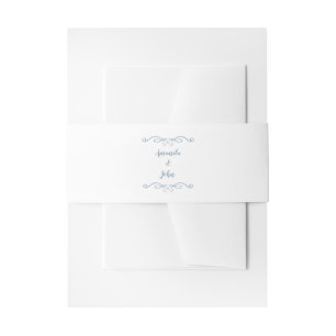 Elegant Wedding Dusty Blue Custom Calligraphy Invitation Belly Band