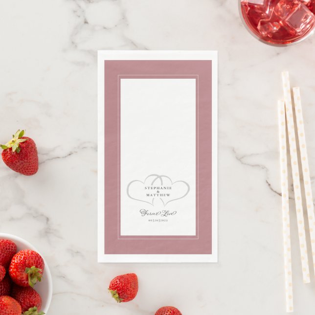 Elegant Wedding Dusty Rose Hearts Forever Love Napkin (Insitu)