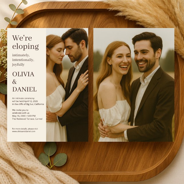 Elegant Wedding Elopement Minimalist Photo  Invitation (Creator Uploaded)