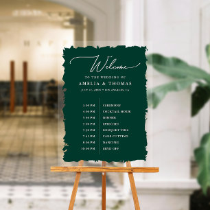 Elegant Wedding Emerald Green Welcome and Timeline Acrylic Sign