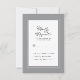 Elegant Wedding Enclosure Grey and White Chic RSVP Card