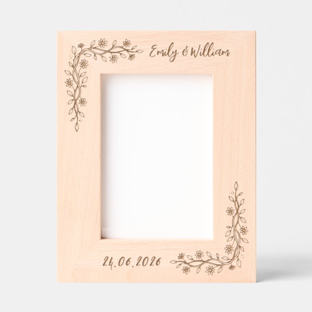 Elegant Wedding Engraved Couple Picture Frame (Front)