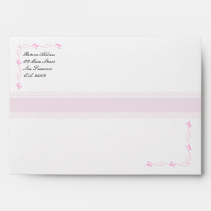 Elegant Wedding Envelope with a Pink Ribbon across