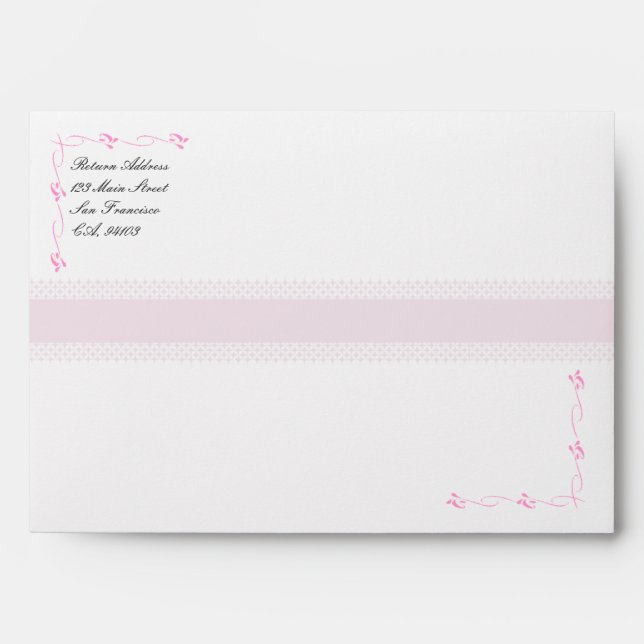 Elegant Wedding Envelope with a Pink Ribbon across (Front)