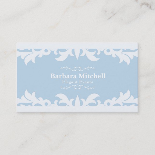 Elegant Wedding Events Blue Chic Business Card (Front)