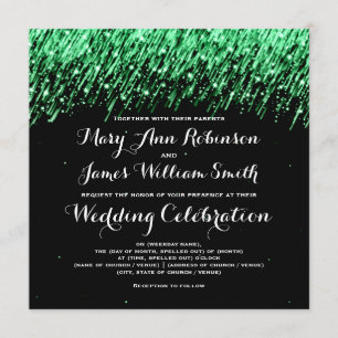 Elegant Wedding Falling Stars "Emerald Green" Invitation