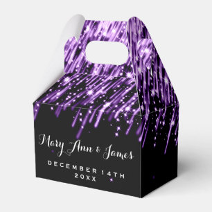 Elegant Wedding Falling Stars Purple Favour Box