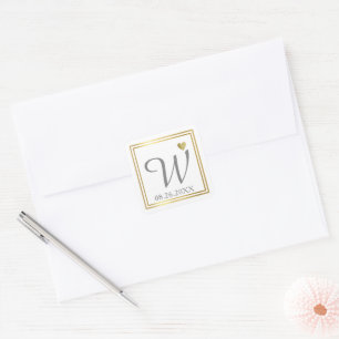 Elegant Wedding Family Initial Love Monogram Square Sticker