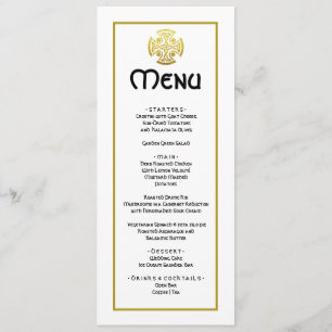 Elegant Wedding  Faux Gold Celtic Cross  Wedding Menu