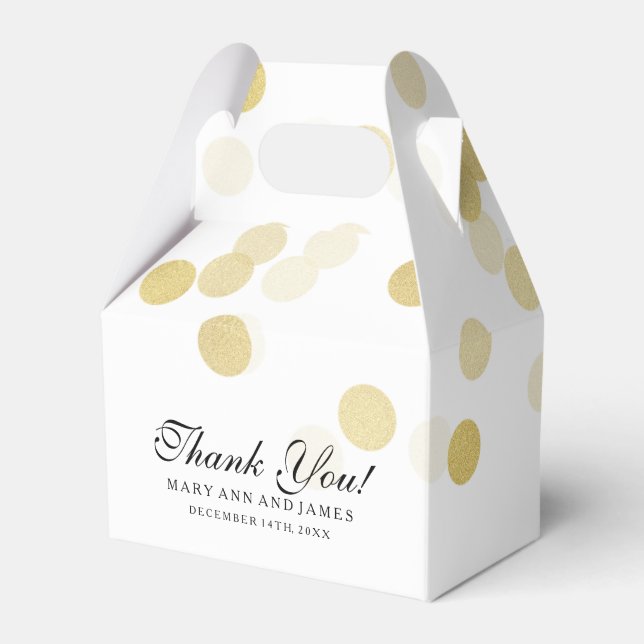 Elegant Wedding Faux Gold Foil Glitter Lights Favour Box (Front Side)