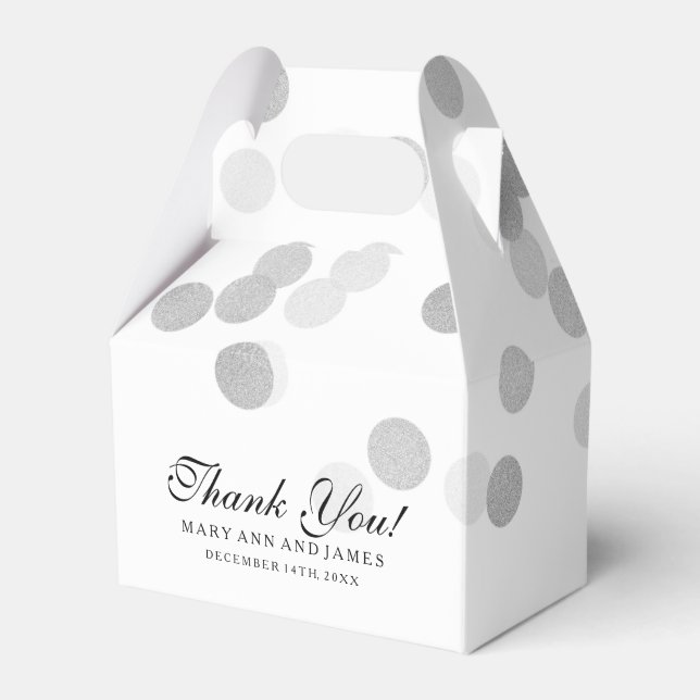 Elegant Wedding Faux Silver Foil Glitter Lights Favour Box (Front Side)