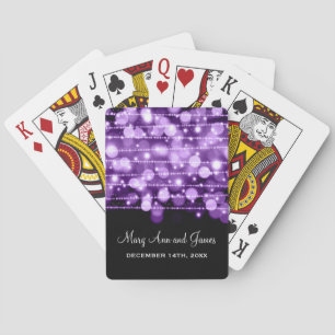 Elegant Wedding Favor Party Sparkles Purple Playing Cards