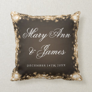 Elegant Wedding Favor Sparkling Lights Gold Cushion