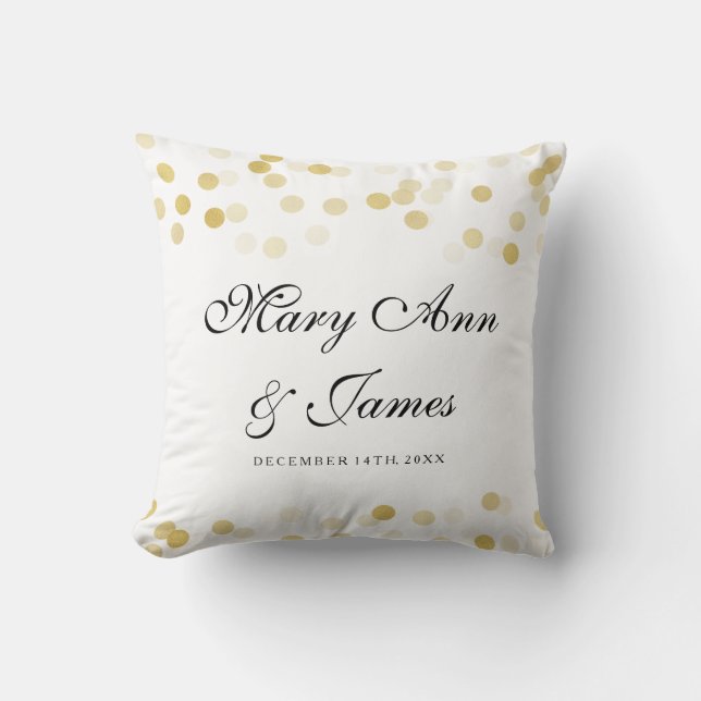 Elegant Wedding Favour Gold Foil Glitter Lights Cushion (Front)