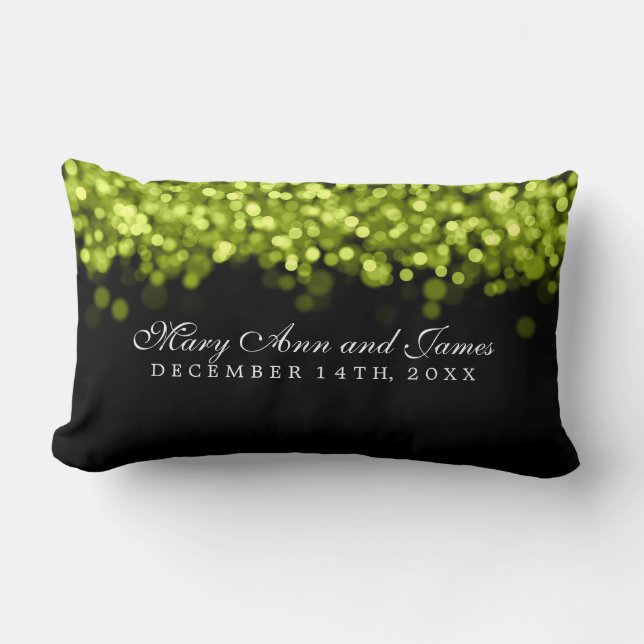 Elegant Wedding Favour Green Lights Lumbar Cushion (Front)