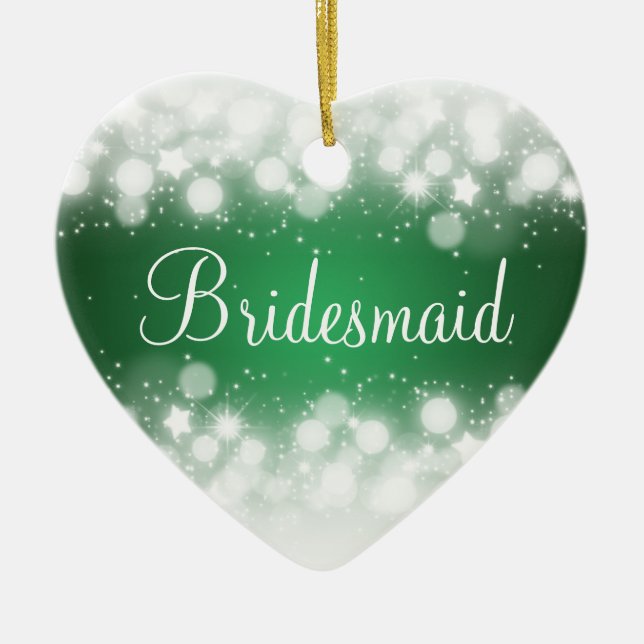 Elegant Wedding Favour  Magic Sparkle Green Ceramic Tree Decoration (Front)