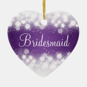 Elegant Wedding Favour Magic Sparkle Purple Ceramic Tree Decoration