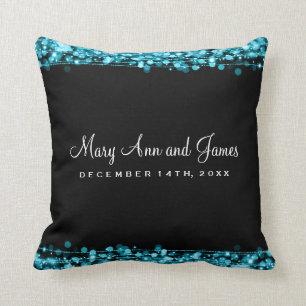 Elegant Wedding Favour Party Sparkles Turquoise Cushion
