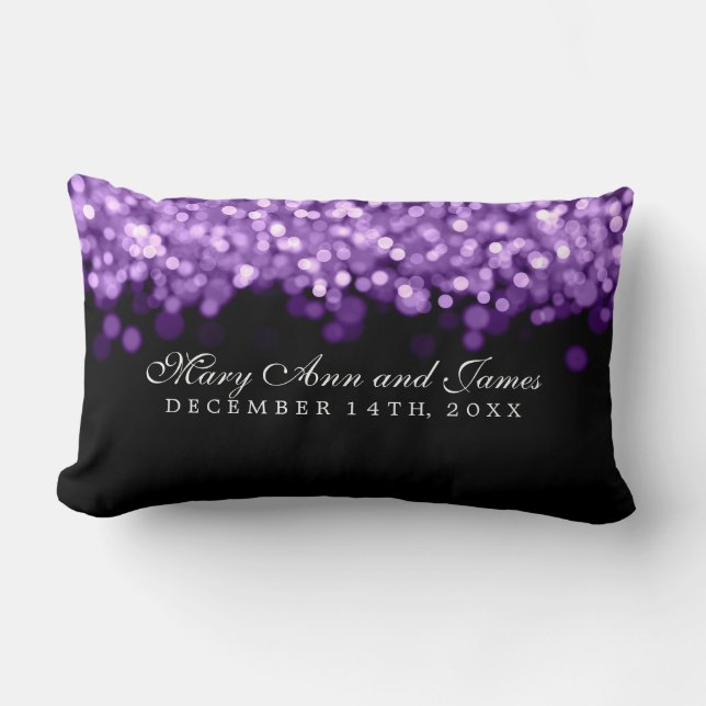 Elegant Wedding Favour Purple Lights Lumbar Cushion (Front)
