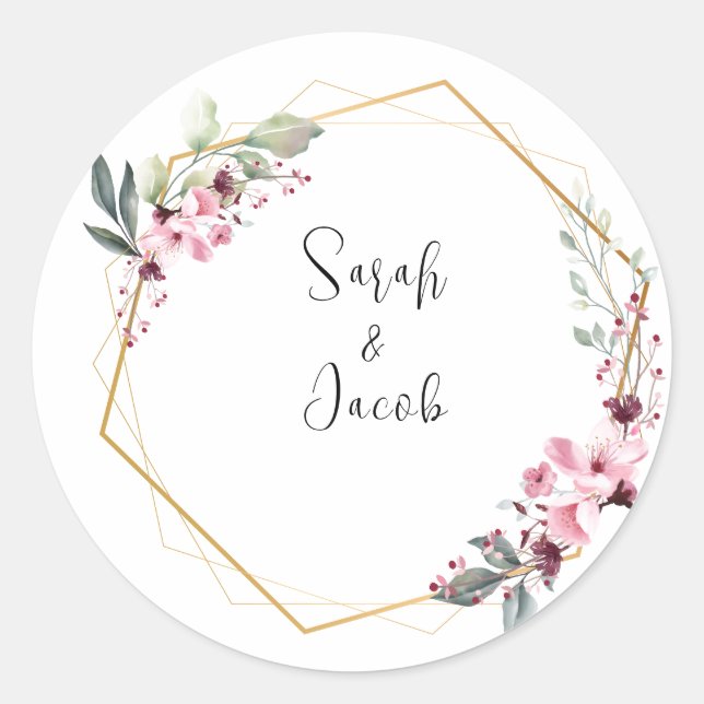 Elegant Wedding Favour Sticker  (Front)