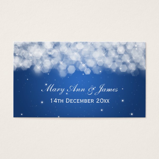 Elegant Wedding Favour Tag Party Sparkle Blue (Front)