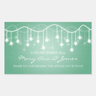 Elegant Wedding Favour Tag Shimmering Stars Mint