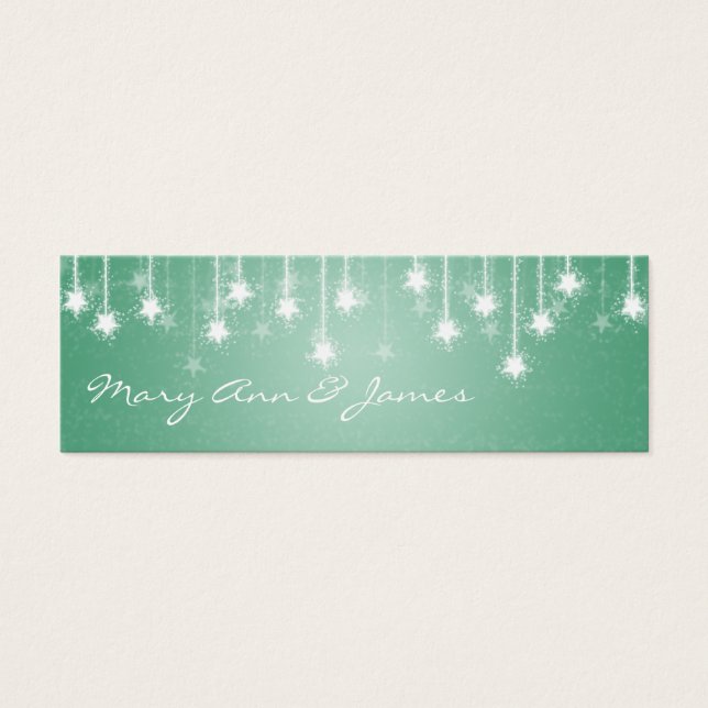 Elegant Wedding Favour Tag Shimmering Stars Mint (Front)