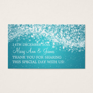 Elegant Wedding Favour Tag Sparkling Wave Blue