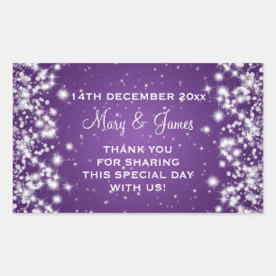 Elegant Wedding Favour Tag Winter Sparkle Purple