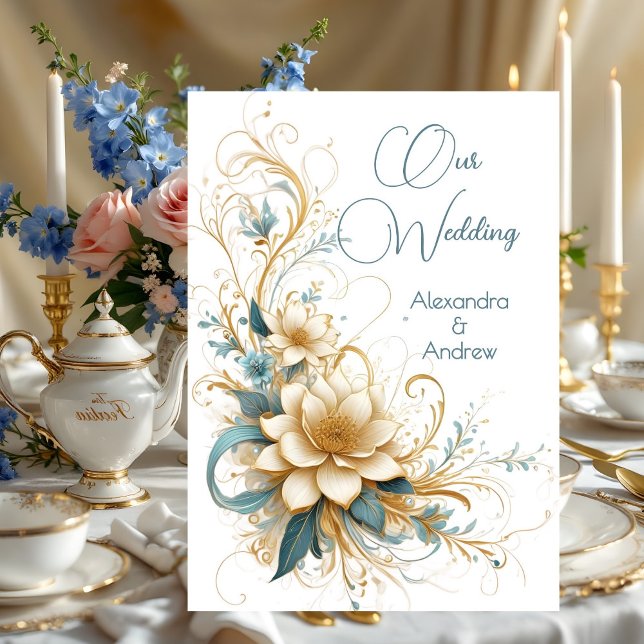 Elegant Wedding Floral Blue White Flowers Invitation (Creator Uploaded)