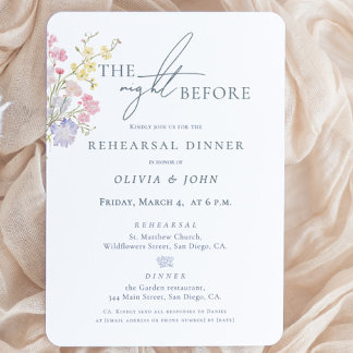 Elegant Wedding Floral Monogram Rehearsal Dinner Enclosure Card