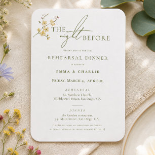 Elegant Wedding Floral Monogram Rehearsal Dinner Enclosure Card