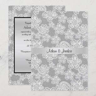 ELEGANT WEDDING FLORAL VINTAGE LACE INVITATION