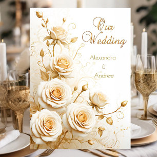 Elegant Wedding Floral White Roses Cream Invitation